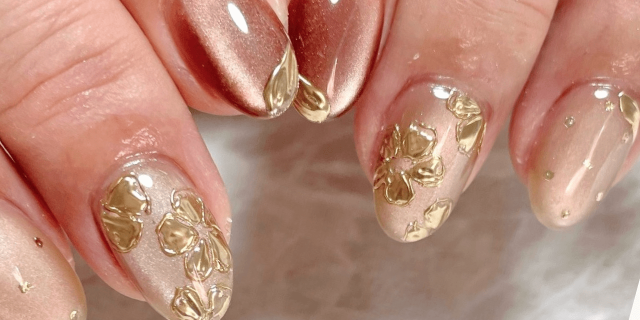 ニュアンスネイルぷっくりフラワー花マグネットミラーワンホン大人