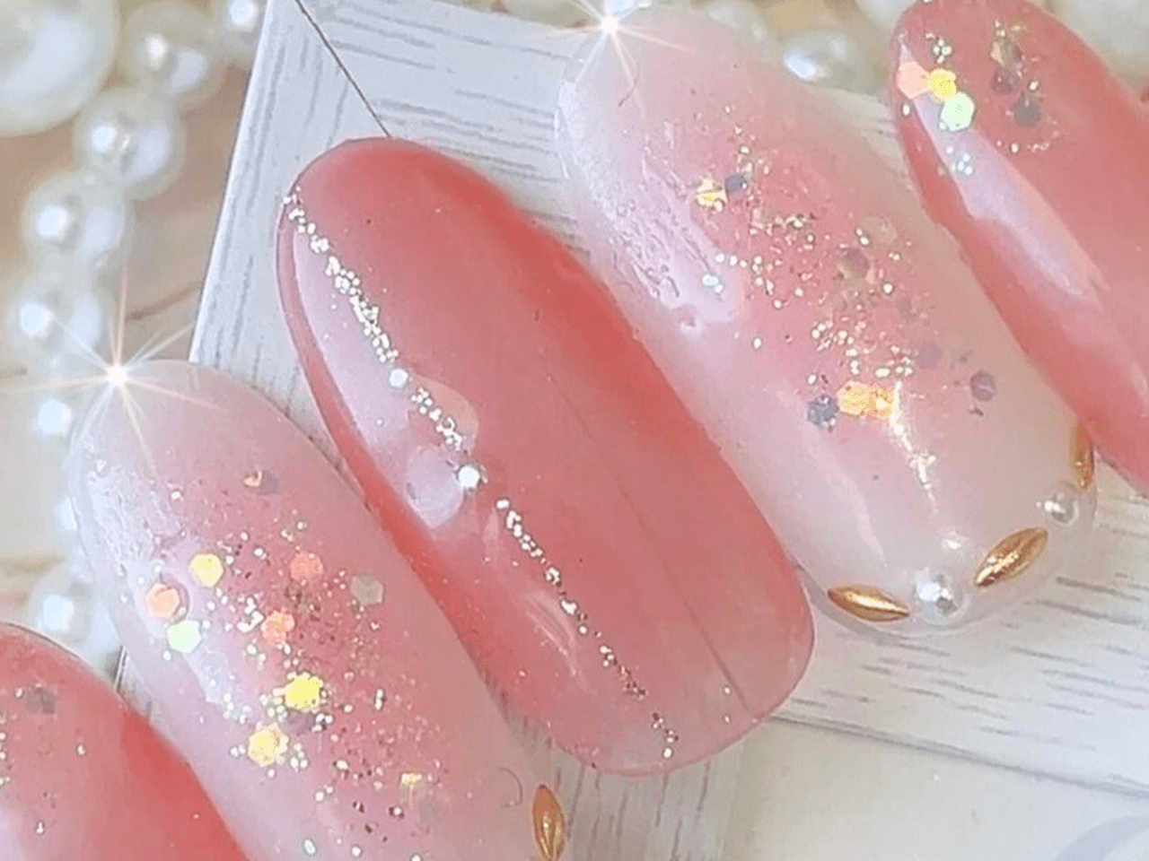 No.009】ピンク系ネイルチップ♡チークネイル♡春ネイル♡ハート