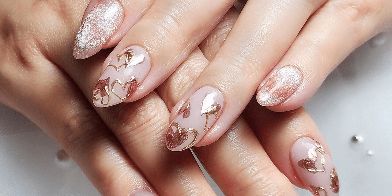 2025最新】キラキラであざと可愛い♡ミラーハートネイル|人気ネイル