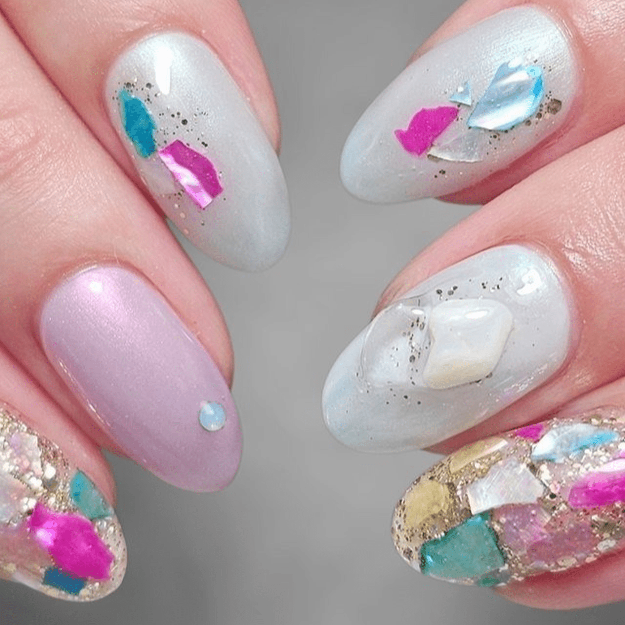 No.331　ネイルチップ　ジェルネイル　シェル　 　ニュアンス　キラキラ　夏 No.331　ネイルチップ　ジェルネイル　シェル　 　ニュアンス　キラキラ　夏