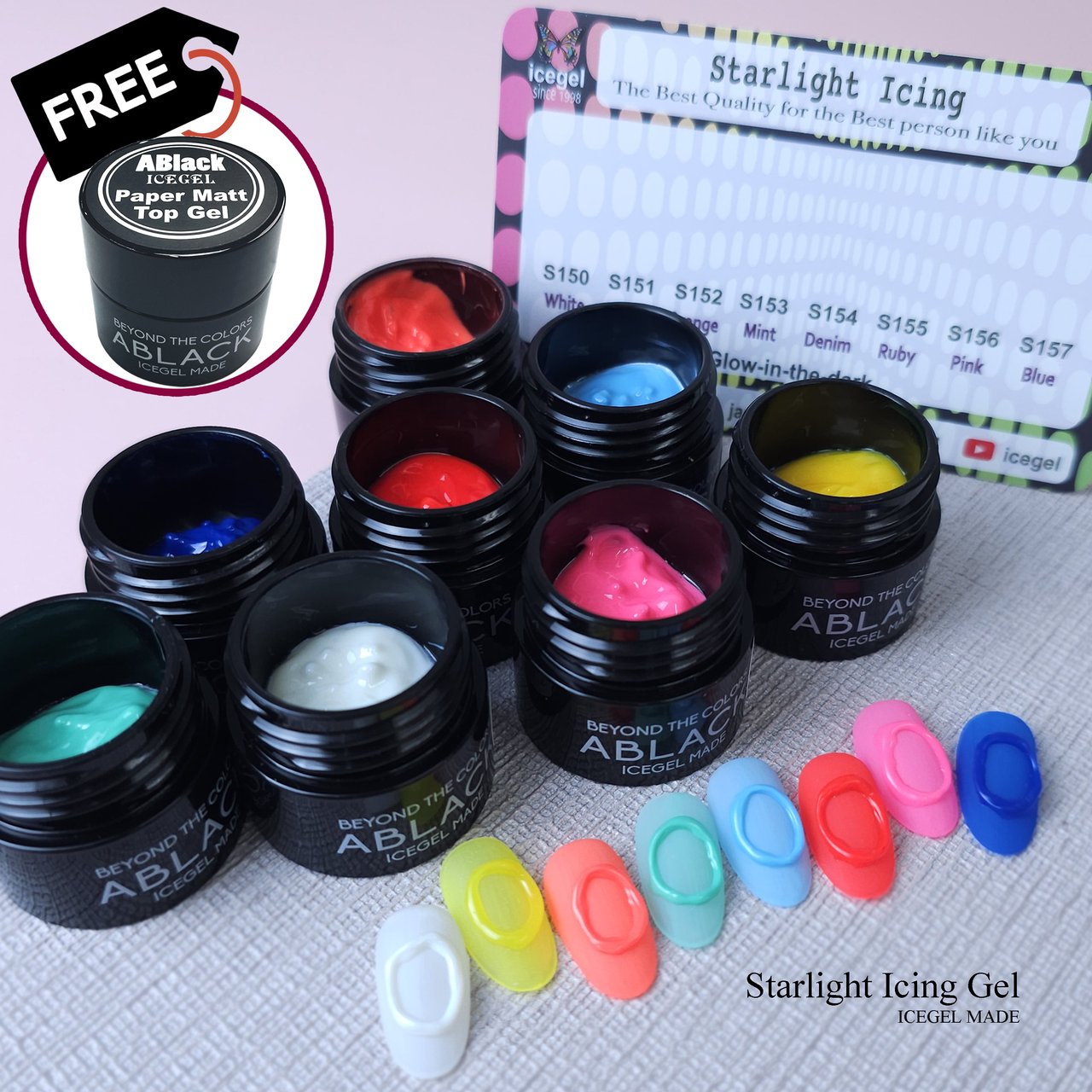 ICEGEL ABLACK スターライト アイシングジェル 8色セット＋ペーパー 