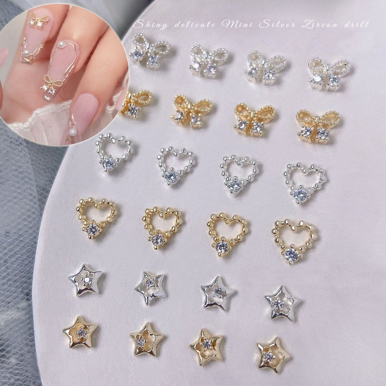ネイルパーツ リボン メタルパーツ ゴールド シルバー 荒々しい