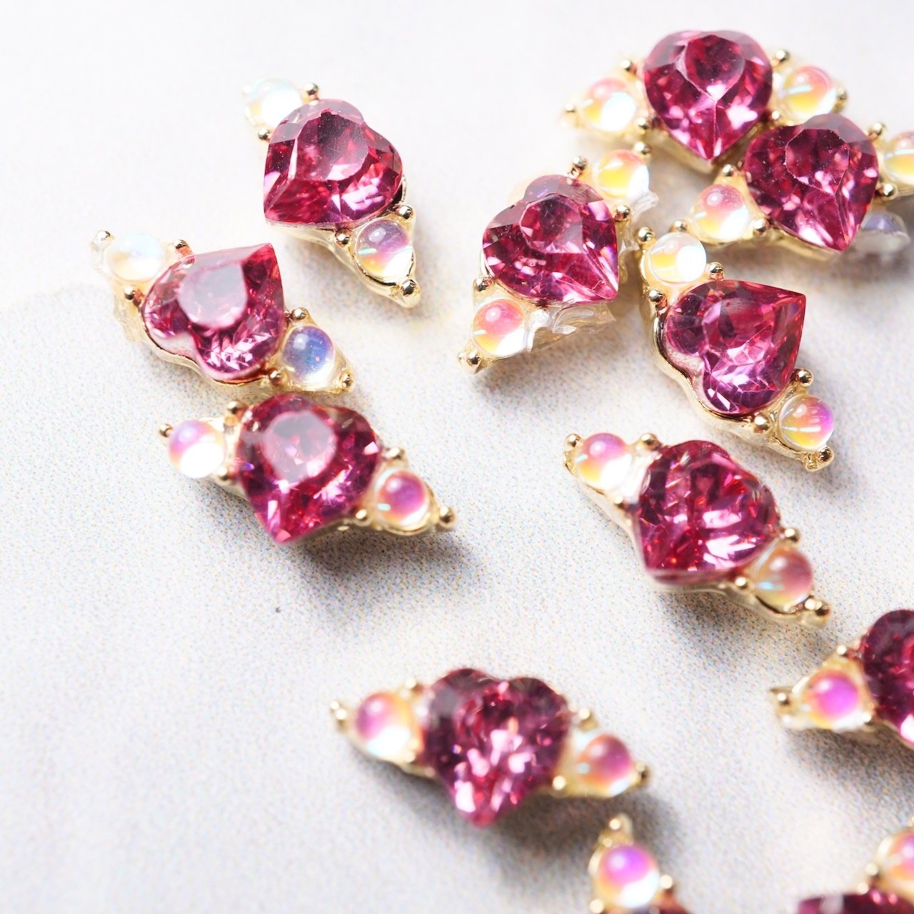 ネイルパーツ リングハートビジュー ローズピンク 1個 | パーツ