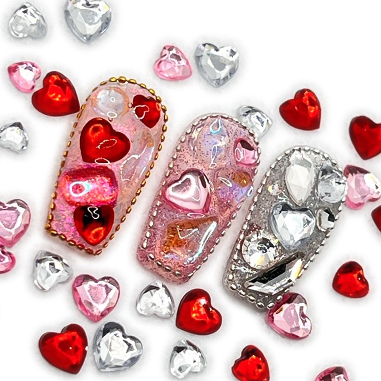 ネイルパーツ ハート アクリルストーン レッド 4mm | パーツ/スタッズ