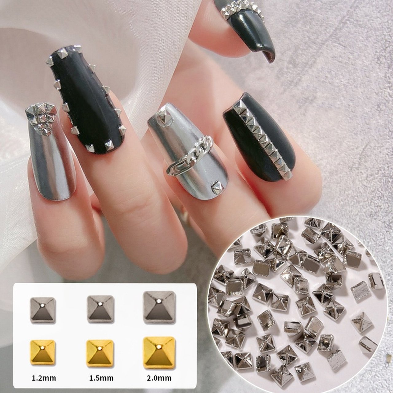 ネイルパーツ スパイクグラム シルバー 1.2mm ピラミッド