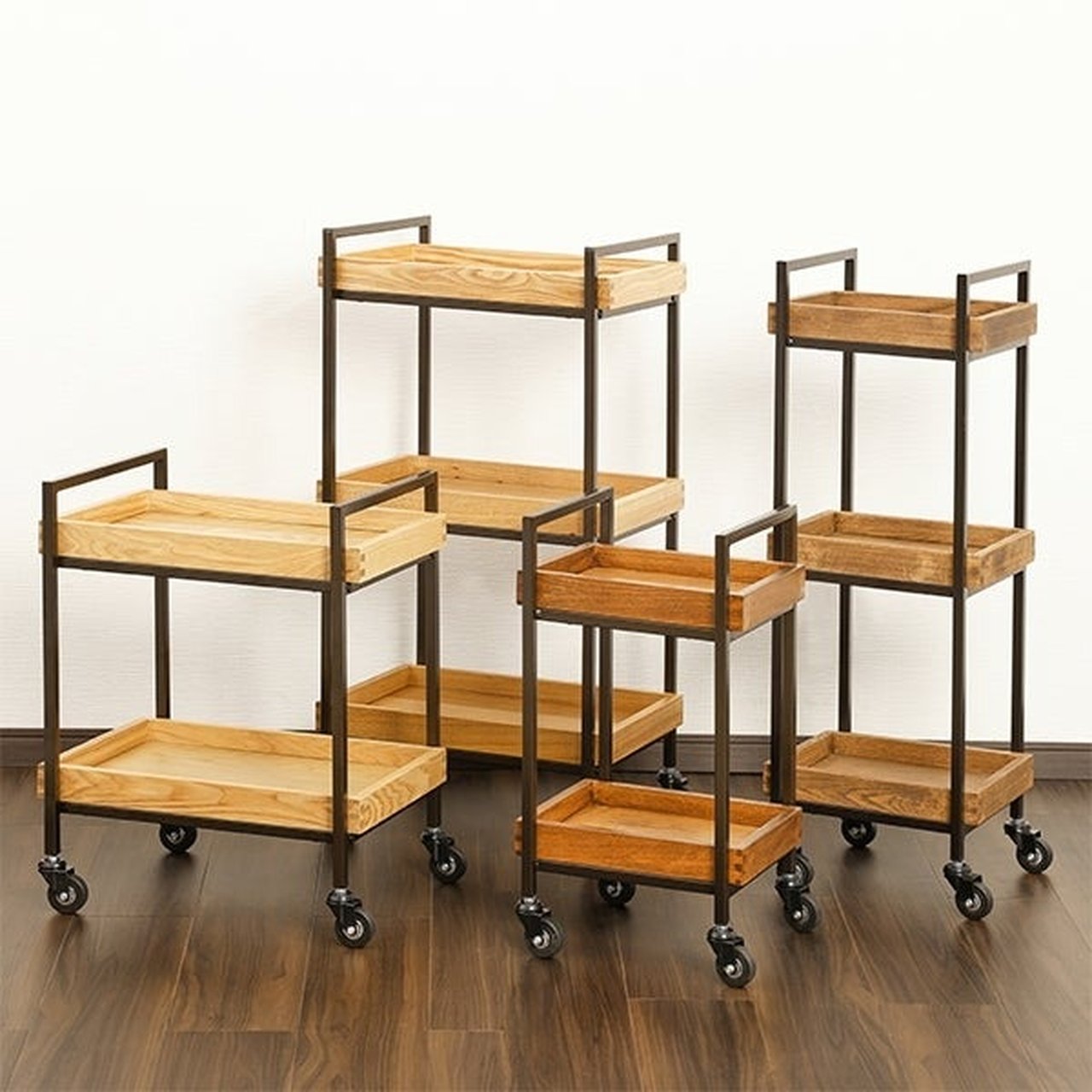 エイジングウッドワゴン 2段 ナチュラルブラウン | SevenBeauty | 大型