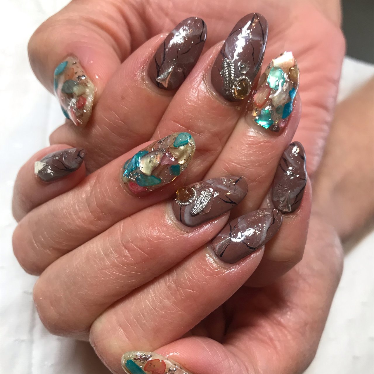 夏 シェル 大理石 ターコイズ ブルー Reiko Takeuchiのネイルデザイン No ネイルブック
