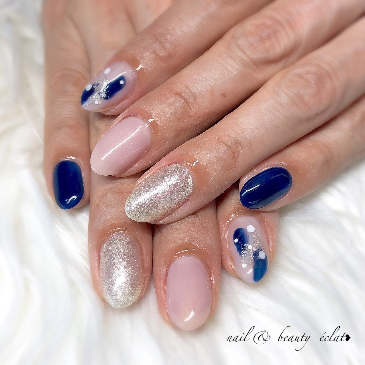 ピンク ネイビー Nail Beauty Eclat のネイルデザイン No ネイルブック