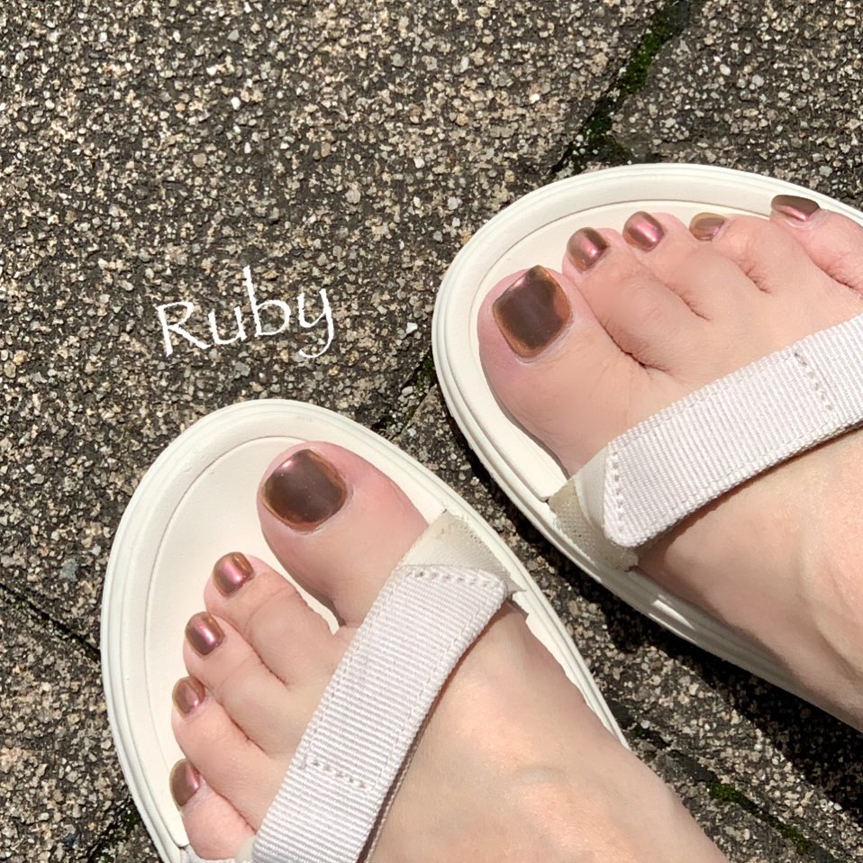 夏 フット シンプル ワンカラー ミラー Ruby Nail07のネイルデザイン No ネイルブック