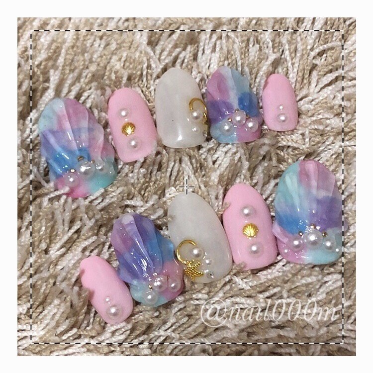 夏 ハンド ミディアム ジェル ネイルチップ みゆりnailのネイルデザイン No ネイルブック