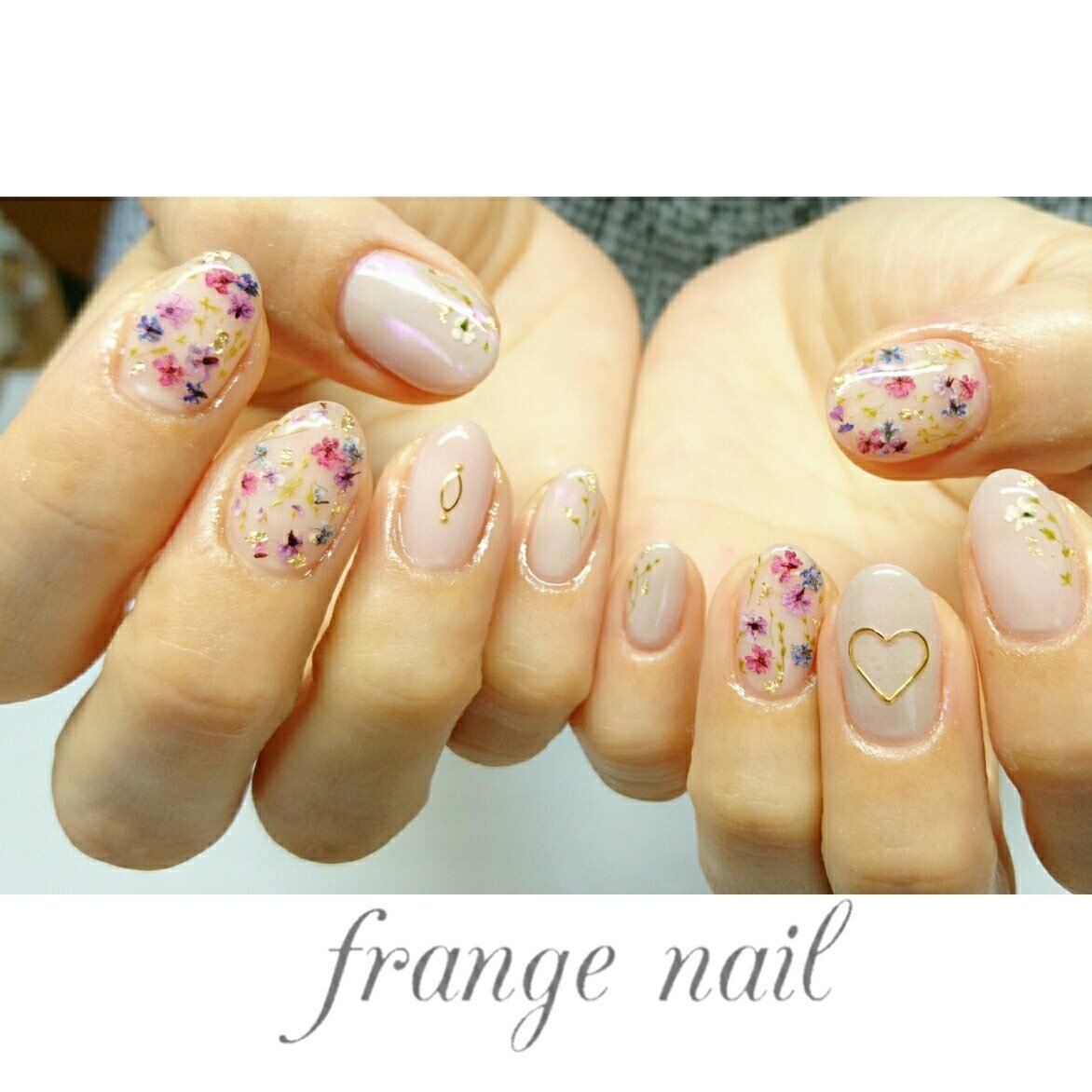 ハンド フラワー クリア ピンク ジェル Frange Nailのネイルデザイン No ネイルブック