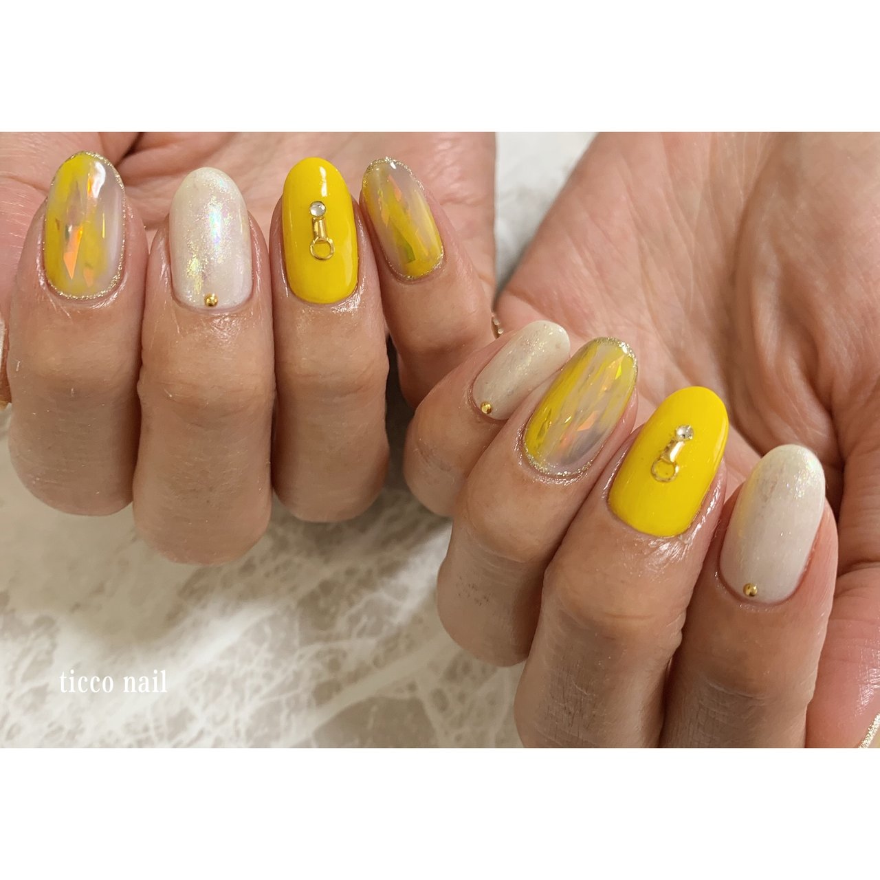 夏 ハンド タイダイ ショート イエロー Ticco Nailのネイルデザイン No ネイルブック