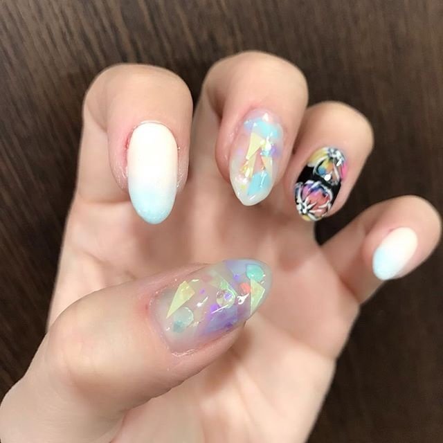 オールシーズン 浴衣 グラデーション ピンク 水色 Nil312のネイルデザイン No ネイルブック