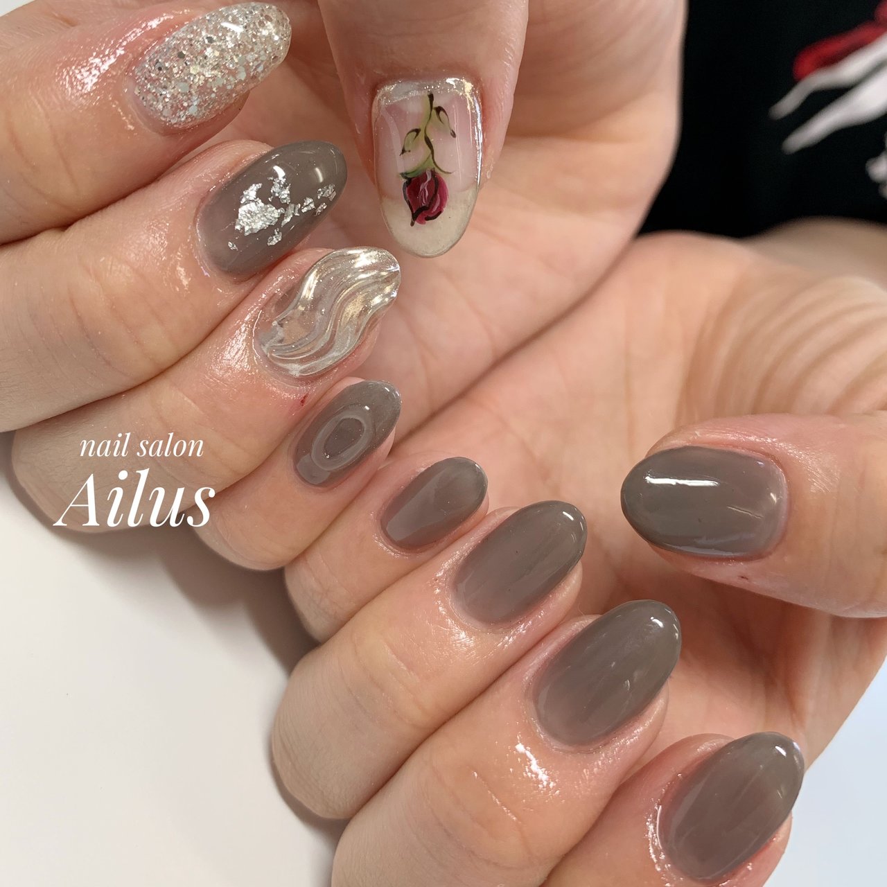 オールシーズン ハンド ラメ ワンカラー フラワー Nail Salon Ailusのネイルデザイン No ネイルブック