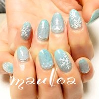 リゾート 雪の結晶 ブルーのネイルデザイン ネイルブック