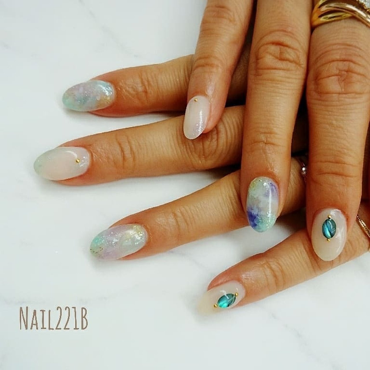 夏 オールシーズン 梅雨 海 ハンド Nail221bのネイルデザイン No ネイルブック