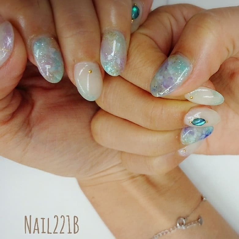 夏 オールシーズン 梅雨 海 ハンド Nail221bのネイルデザイン No ネイルブック