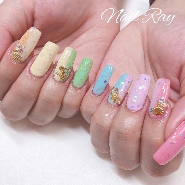 夏 梅雨 海 リゾート ハンド Nail Ray Kanaのネイルデザイン No ネイルブック