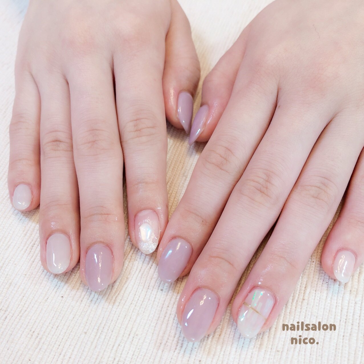 オールシーズン ハンド シェル オーロラ パープル Nailsalon Nico のネイルデザイン No ネイルブック