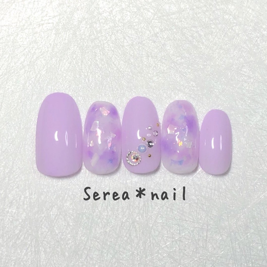 夏 シェル パープル パステル ジェル Serea Nailのネイルデザイン No ネイルブック