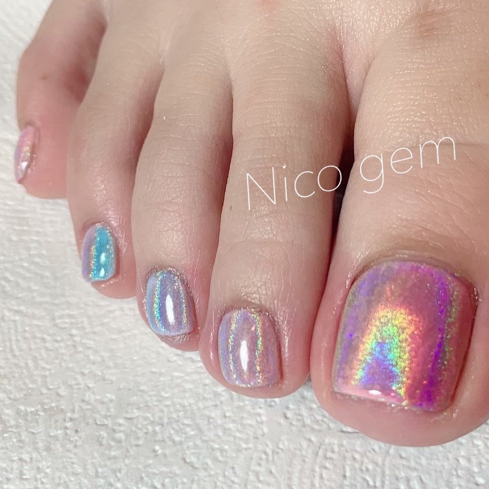 夏 フット グラデーション ユニコーン カラフル Nico Gemのネイルデザイン No 4380692 ネイルブック