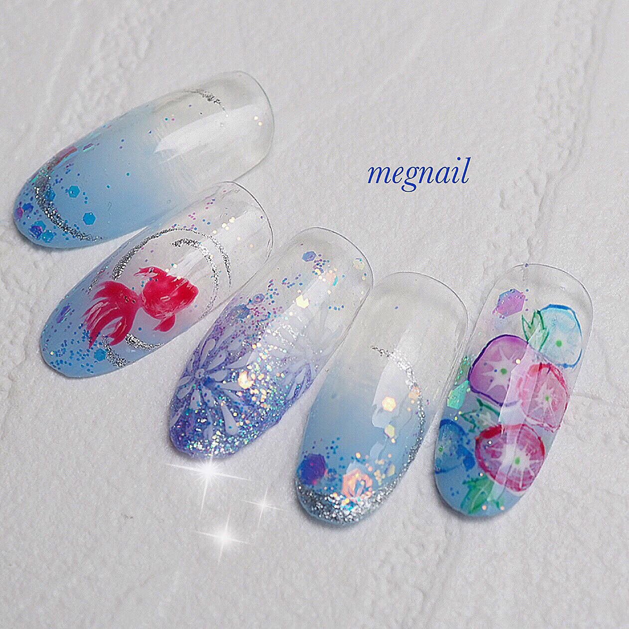 夏 旅行 七夕 浴衣 ハンド Megnailのネイルデザイン No ネイルブック