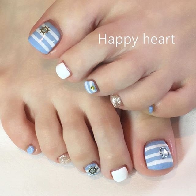 夏 海 デート 女子会 フット Happyheartのネイルデザイン No ネイルブック