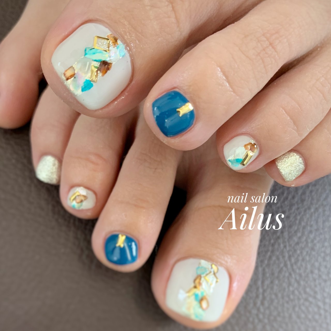 夏 フット ワンカラー 大理石 ホワイト Nail Salon Ailusのネイルデザイン No ネイルブック