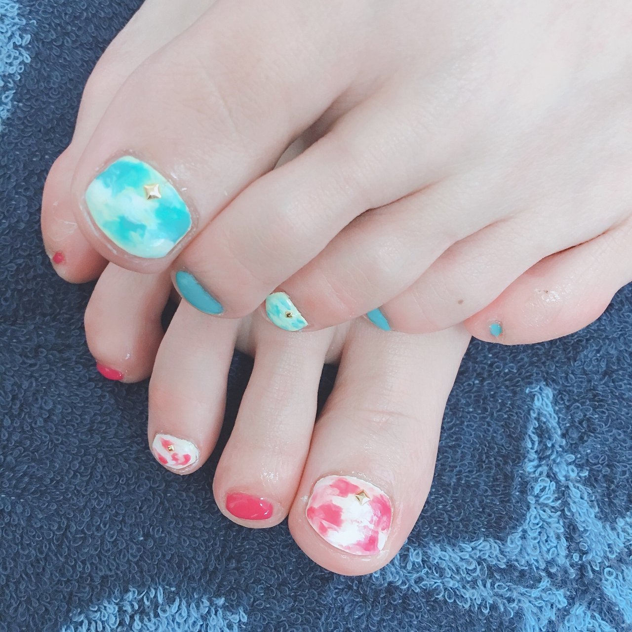 夏 ピンク 水色 ブルー 時田のネイルデザイン No ネイルブック