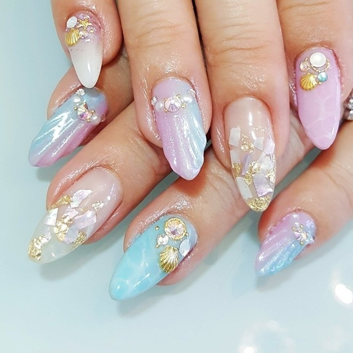 夏 海 リゾート ハンド グラデーション Lilasnail Ayaのネイルデザイン No ネイルブック
