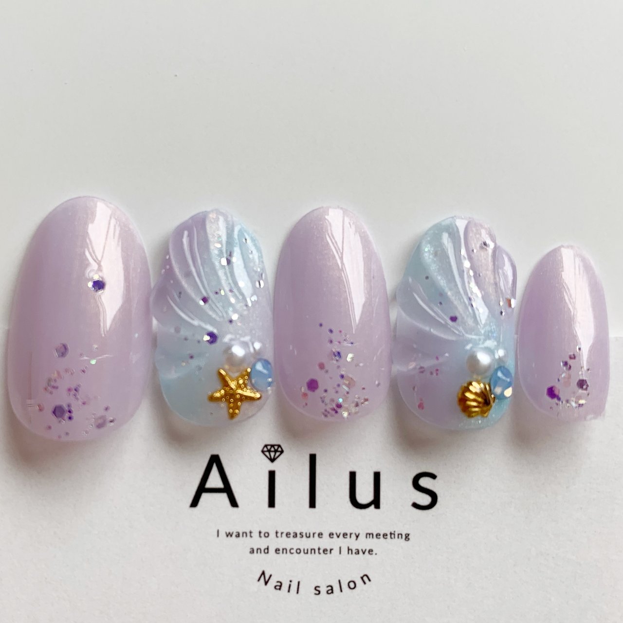 夏 ハンド グラデーション シェル 人魚の鱗 Nail Salon Ailusのネイルデザイン No ネイルブック