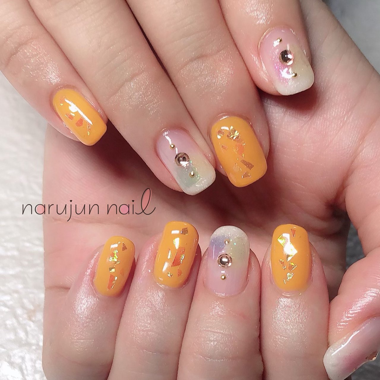 夏 ハンド ラメ ワンカラー トロピカル Narujun Nailのネイルデザイン No ネイルブック