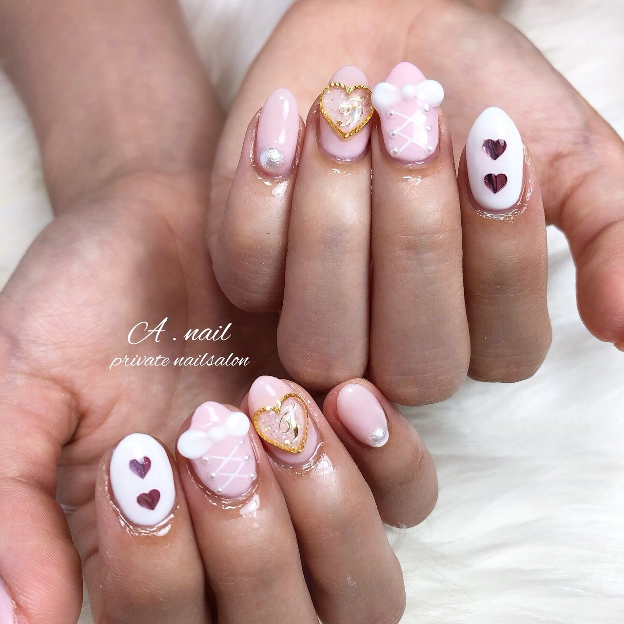 オールシーズン ハンド パール ハート 3d A Nail Private Nailsalon のネイルデザイン No ネイルブック