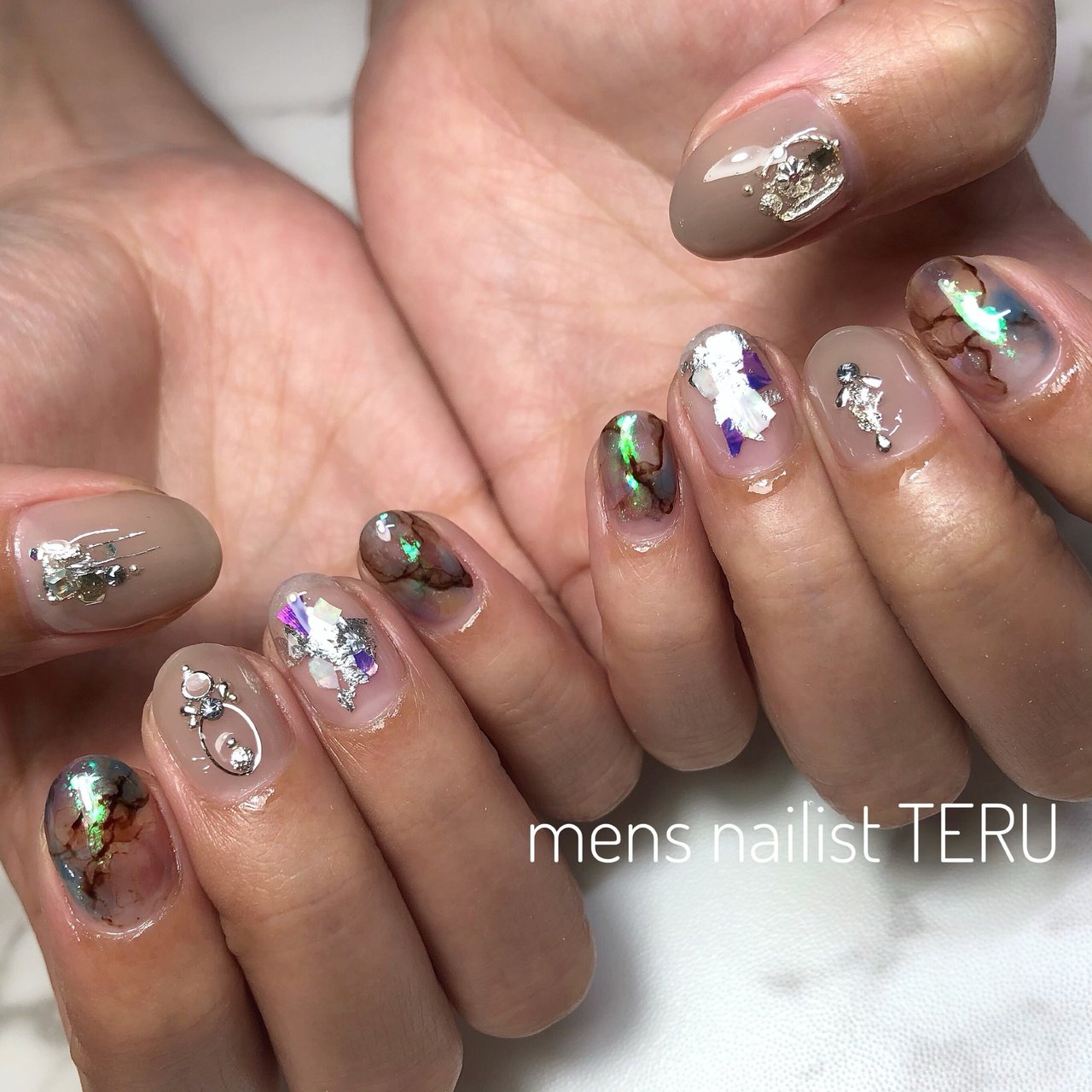 夏 オールシーズン ハンド 大理石 メンズネイリストteruのネイルデザイン No ネイルブック