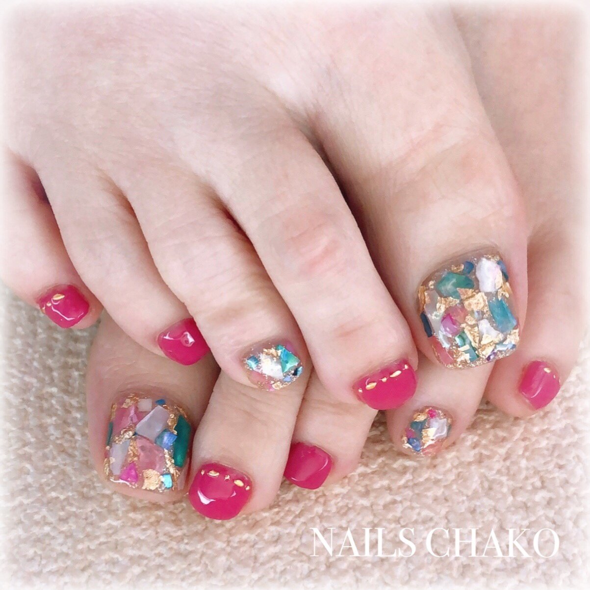 夏 リゾート フット シェル ピンク Nails Chakoのネイルデザイン No ネイルブック