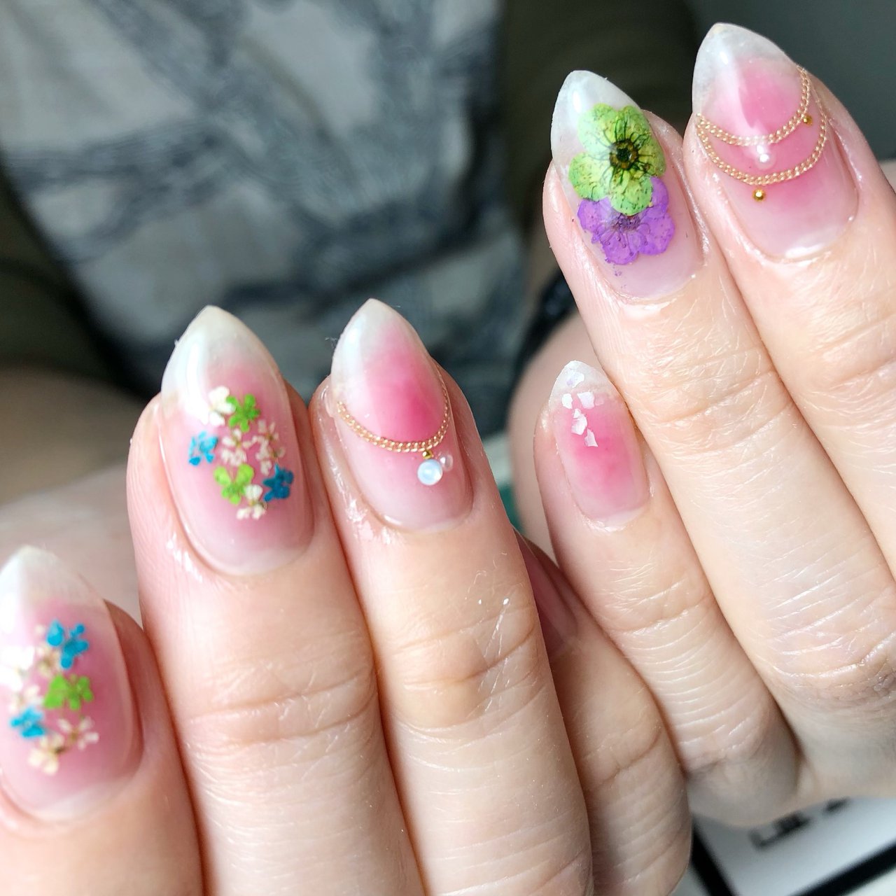 春 夏 ハンド フラワー 押し花 Sugawara0107のネイルデザイン No ネイルブック