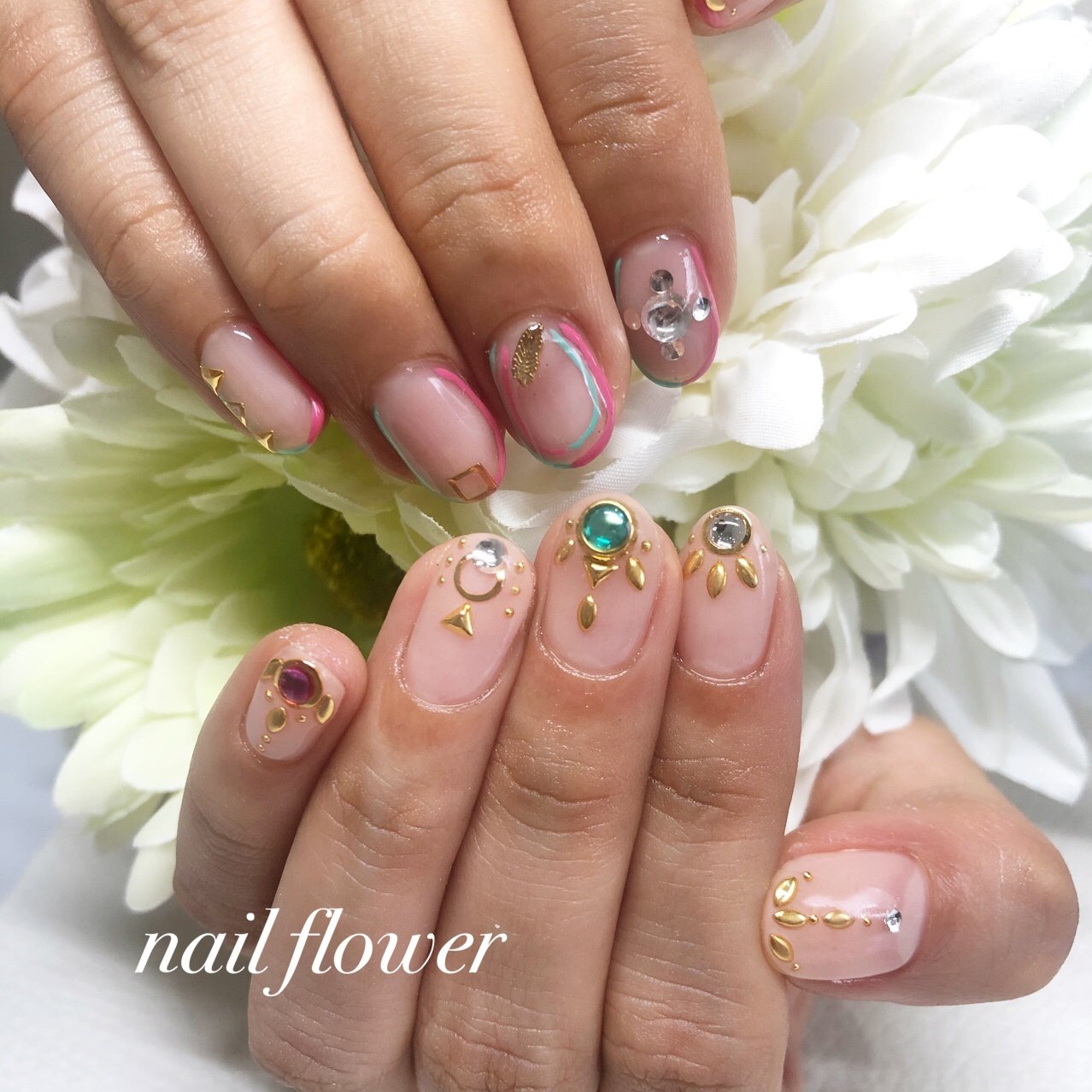 ハンド ショート お客様 Nail Flower ネイルフラワー 中野新橋