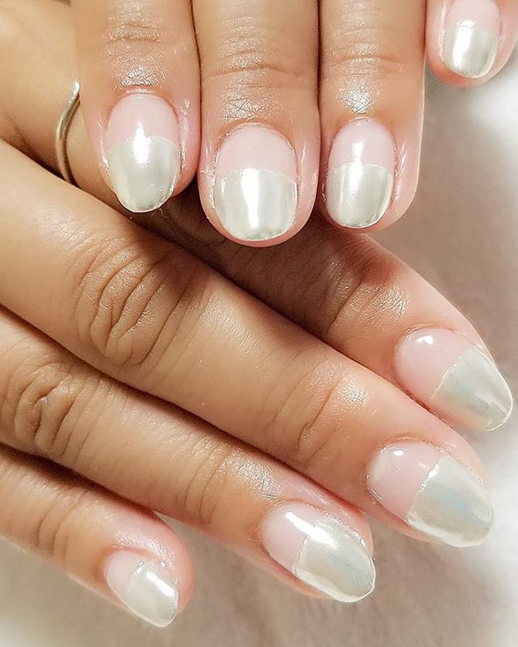 オールシーズン オフィス フレンチ ミラー ジェルネイル Keiko Sのネイルデザイン No ネイルブック