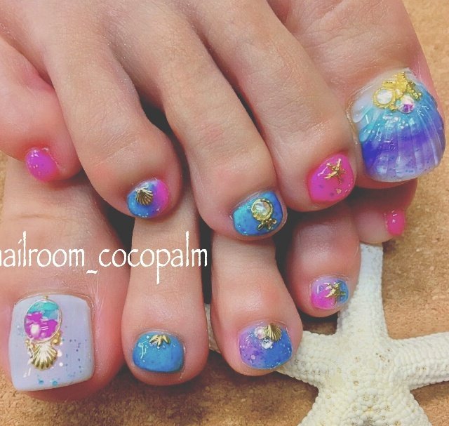 夏 海 リゾート フット グラデーション Jemmynailのネイルデザイン No ネイルブック