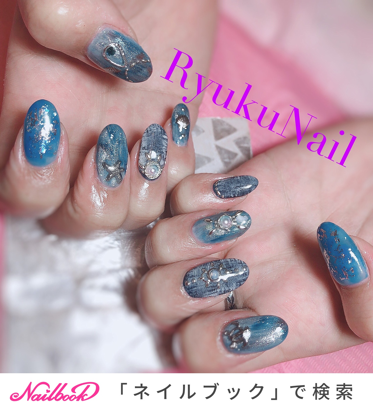 人気順｜ビジュー/ブルー/#シルバーパーツのネイルデザイン｜ネイルブック