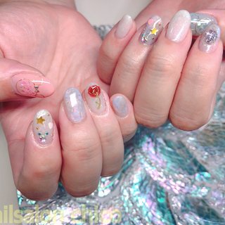 シンプル ニュアンス ディズニーネイルのネイルデザイン ネイルブック