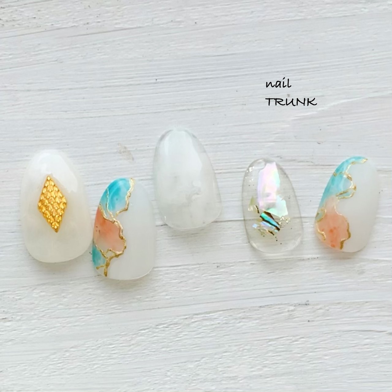 夏 ハンド シェル ボヘミアン ニュアンス Nail Trunkのネイル