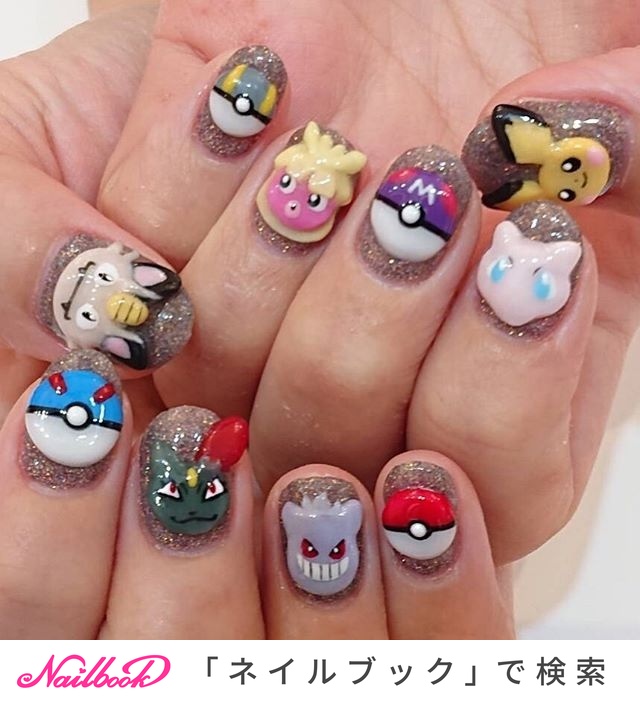 夏 ハンド キャラクター 3d ミディアム Nailsgogo Shibuya Nailsalonのネイルデザイン No ネイル ブック