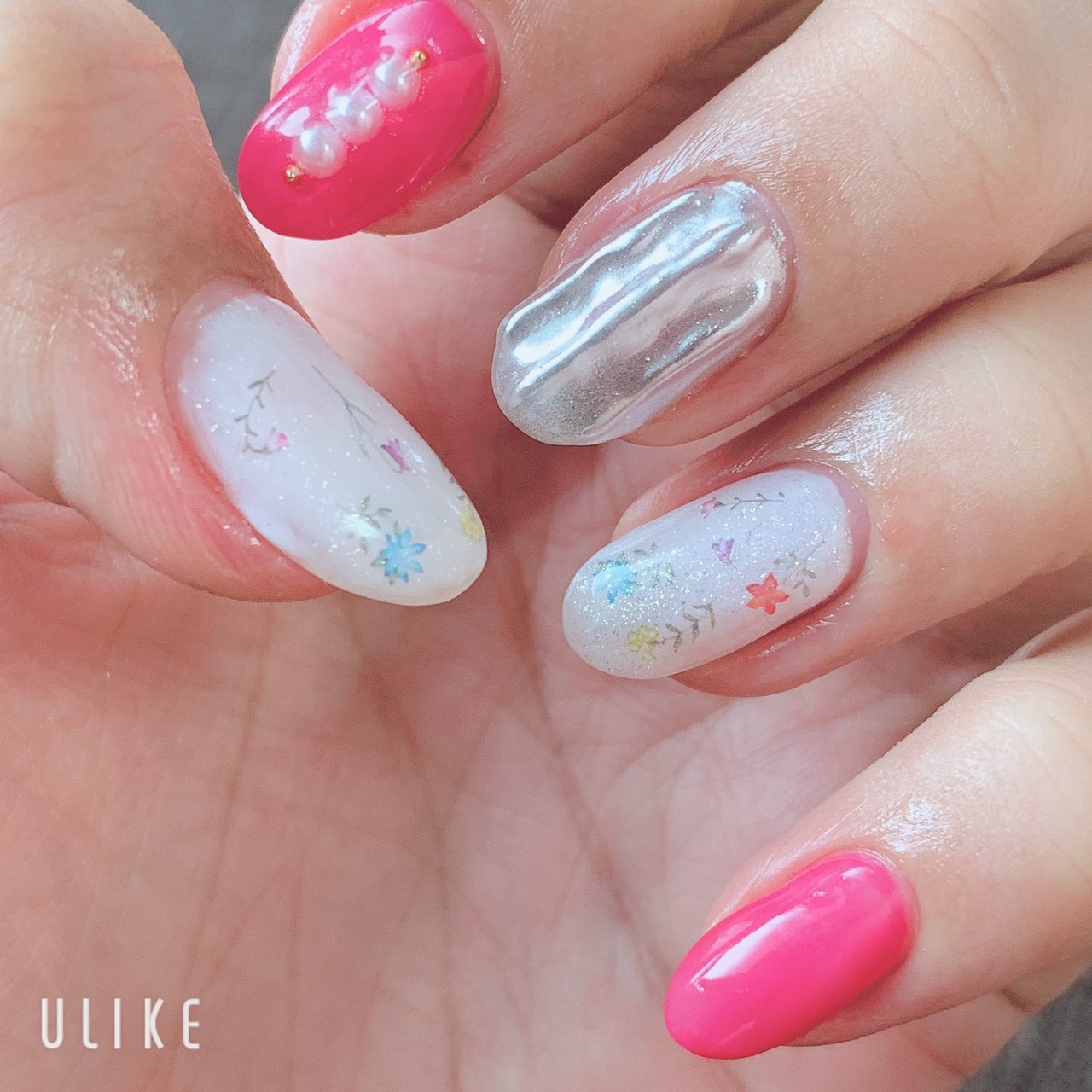 ハンド フラワー パール ミラー ミディアム Mii0069のネイルデザイン No ネイルブック