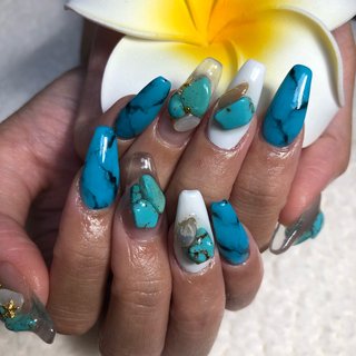 #クリアネイル #ターコイズネイル #ターコイズ #水色ネイル #夏ネイル #白ネイル #スカルプ #スカルプネイル #スクエア #スクエアネイル #夏 #梅雨 #海 #リゾート #ハンド #ロング #ホワイト #クリア #ターコイズ #スカルプチュア #あいり #ネイルブック