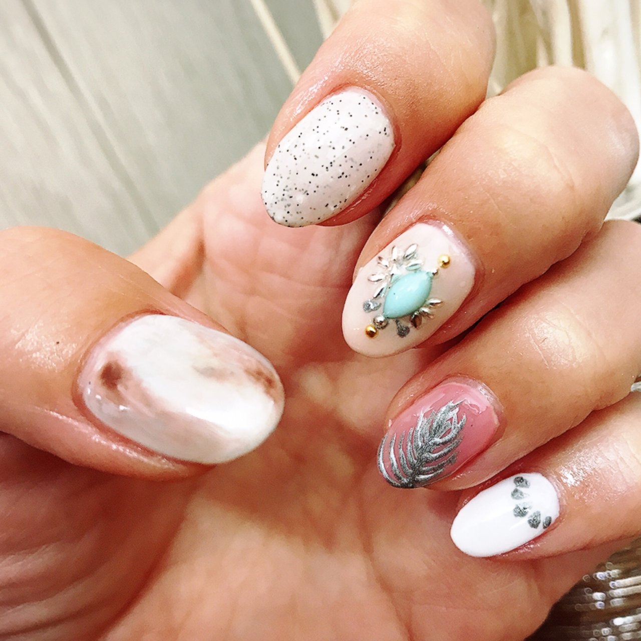 夏 ハンド アンティーク エスニック タイダイ Sh0224のネイルデザイン No ネイルブック