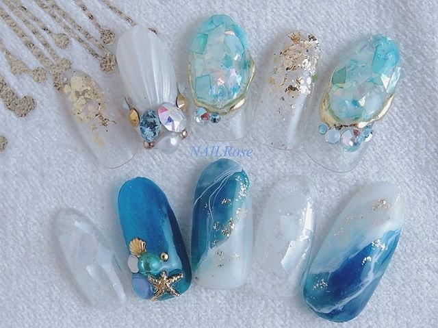 夏 海 リゾート 浴衣 ハンド Nailrose恵比寿のネイルデザイン No ネイルブック