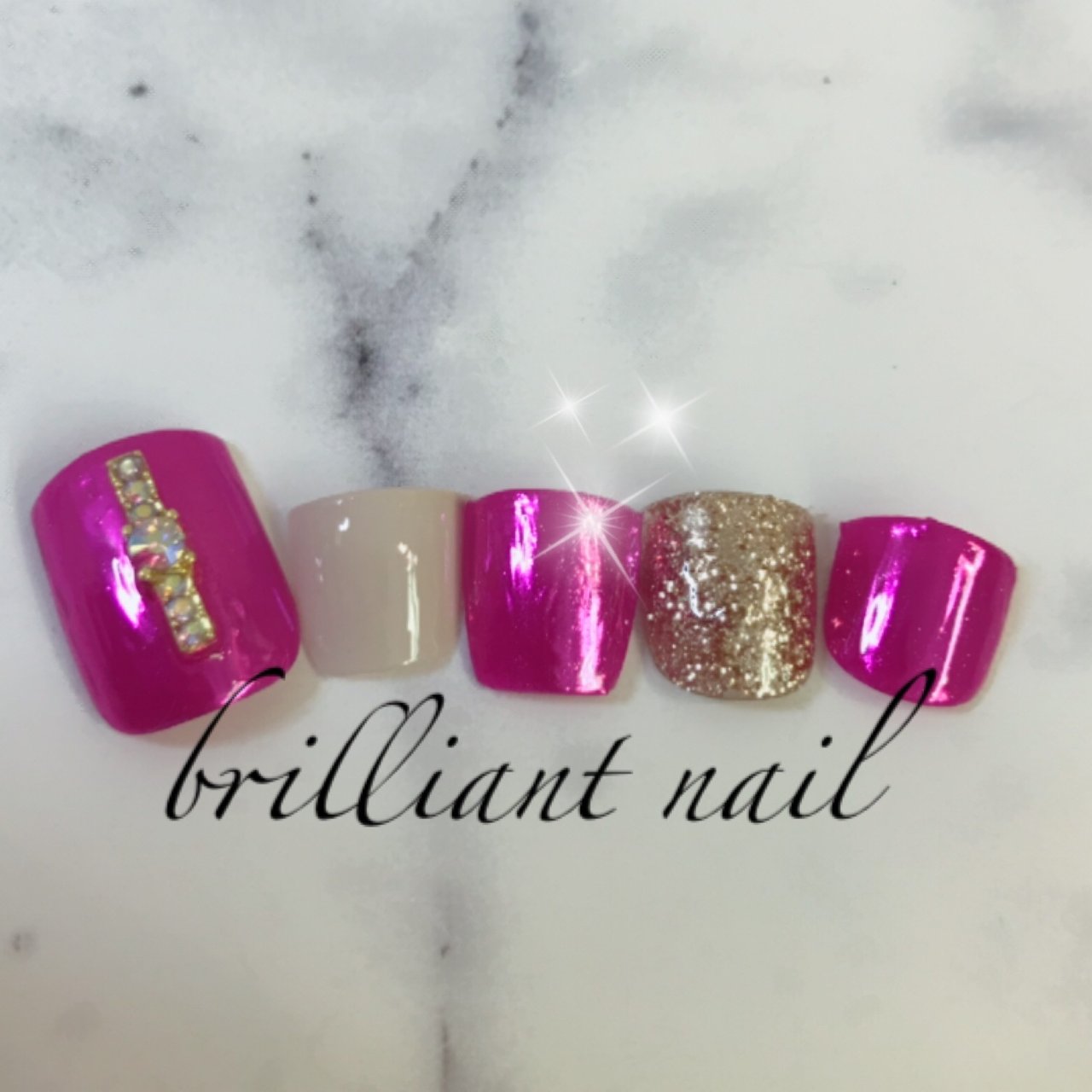 夏 フット ミラー ピンク メタリック Brilliantnailのネイルデザイン No ネイルブック