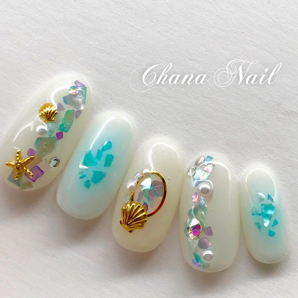 夏 海 リゾート 浴衣 ハンド Chana Nailのネイルデザイン No ネイルブック