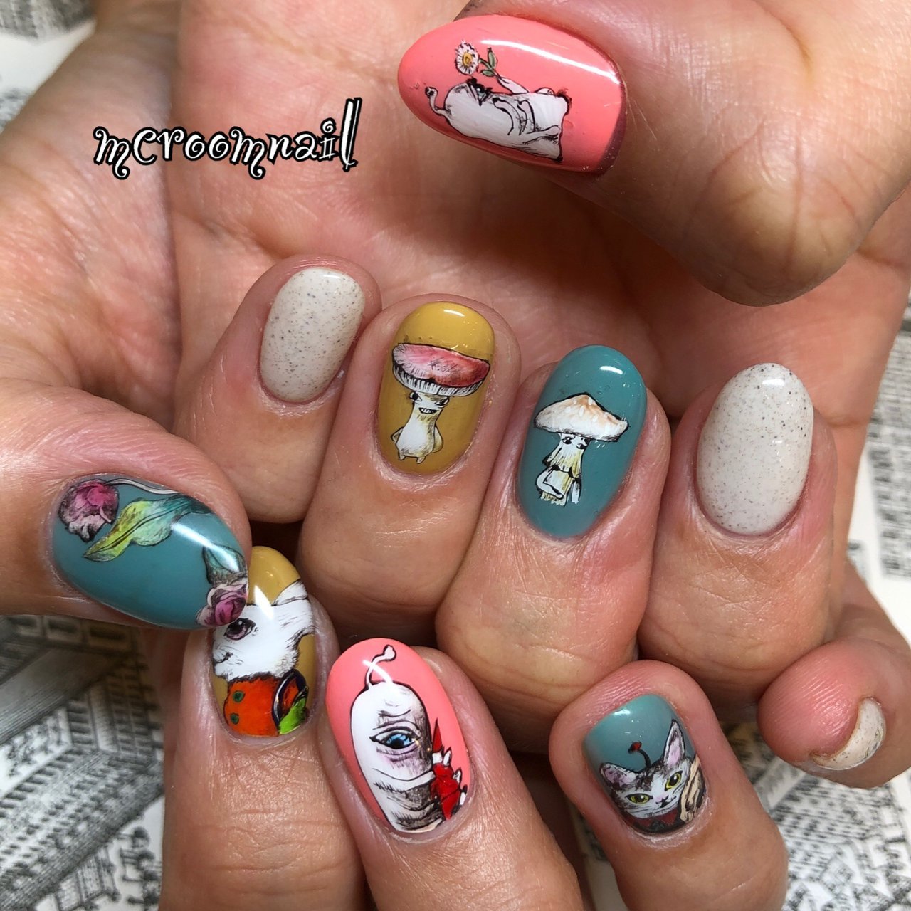 夏 オールシーズン ハンド キャラクター ショート Mcroomnailのネイルデザイン No ネイルブック